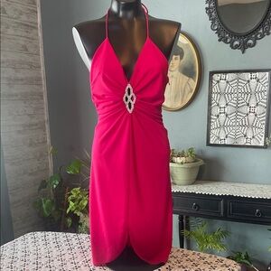 Chic Backless Pink Halter Dress
